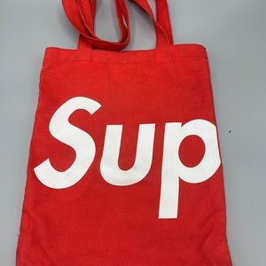 Supreme Red Canvas Tote - Authentic - Used